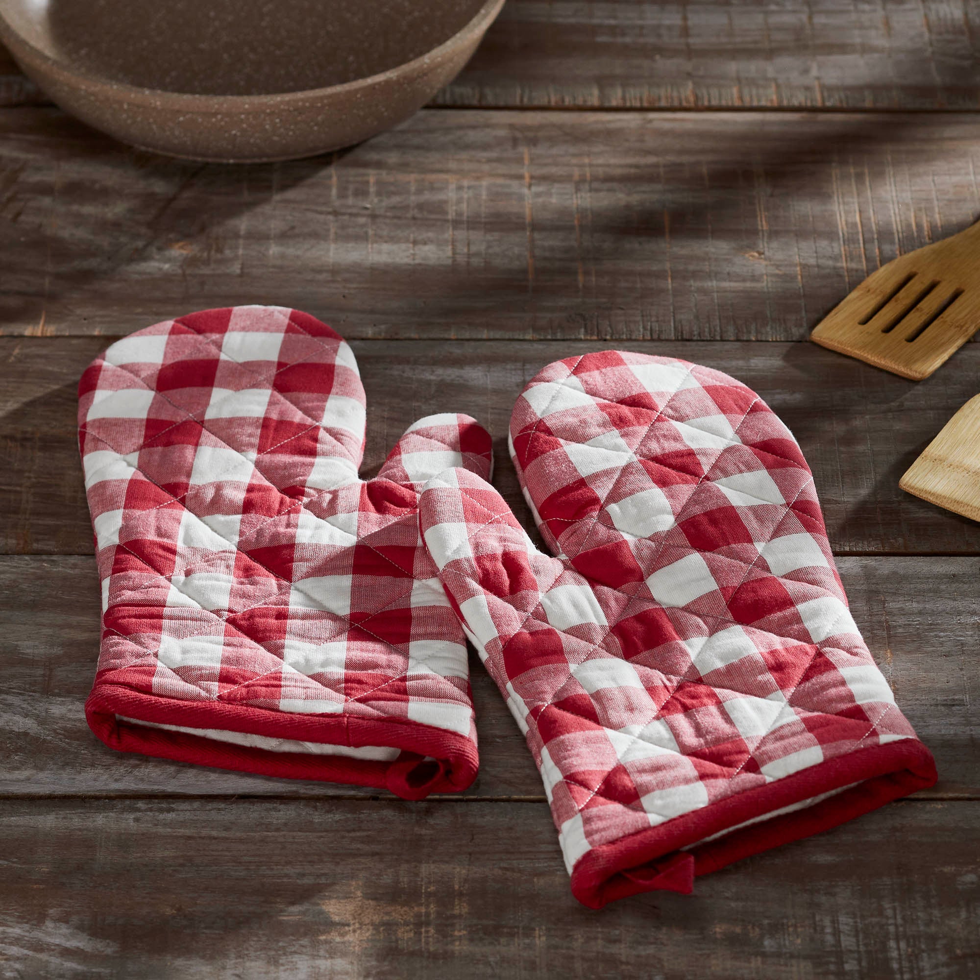 Annie Buffalo Check Red Oven Mitt Set of 2 SpadezStore