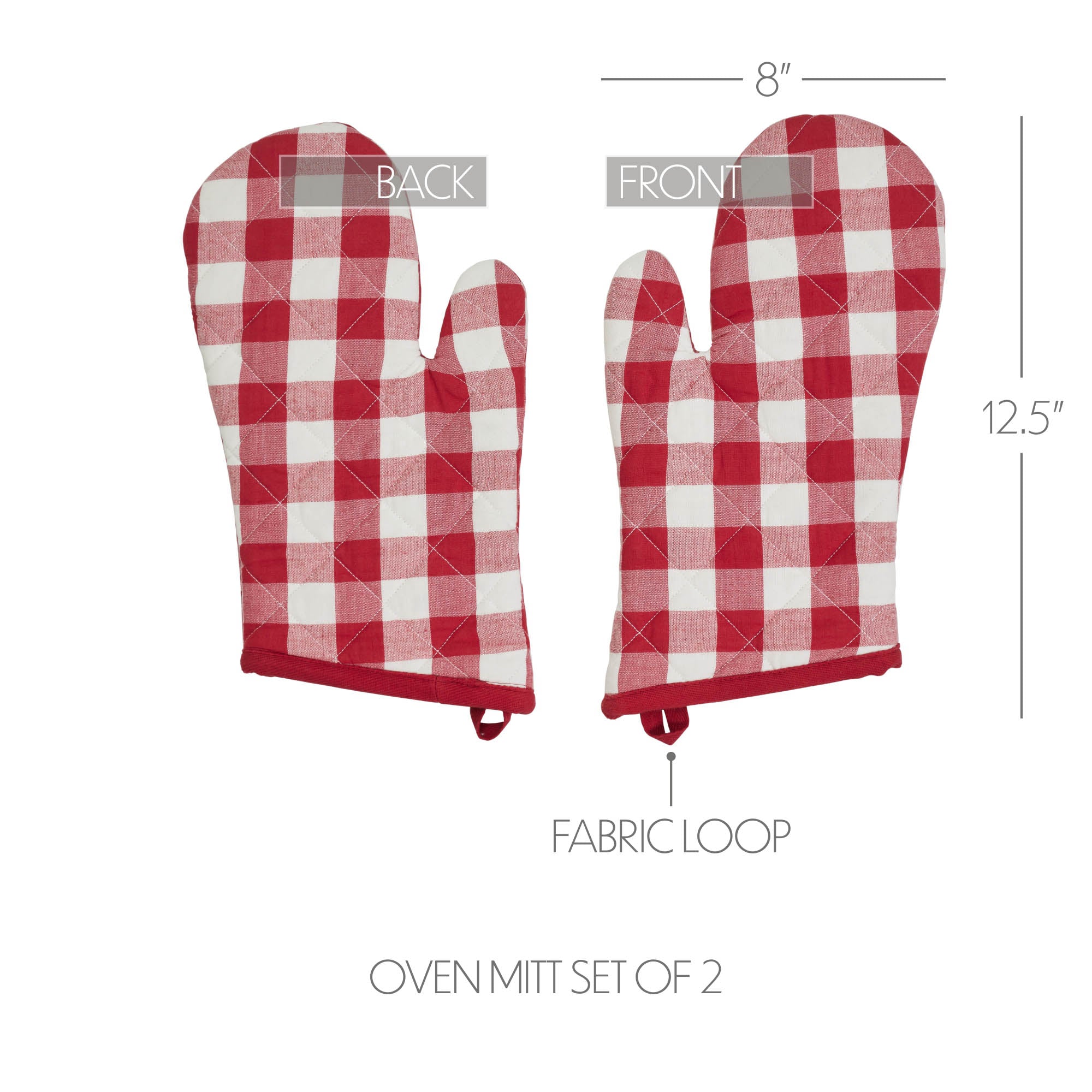 Annie Buffalo Check Red Oven Mitt Set of 2 SpadezStore