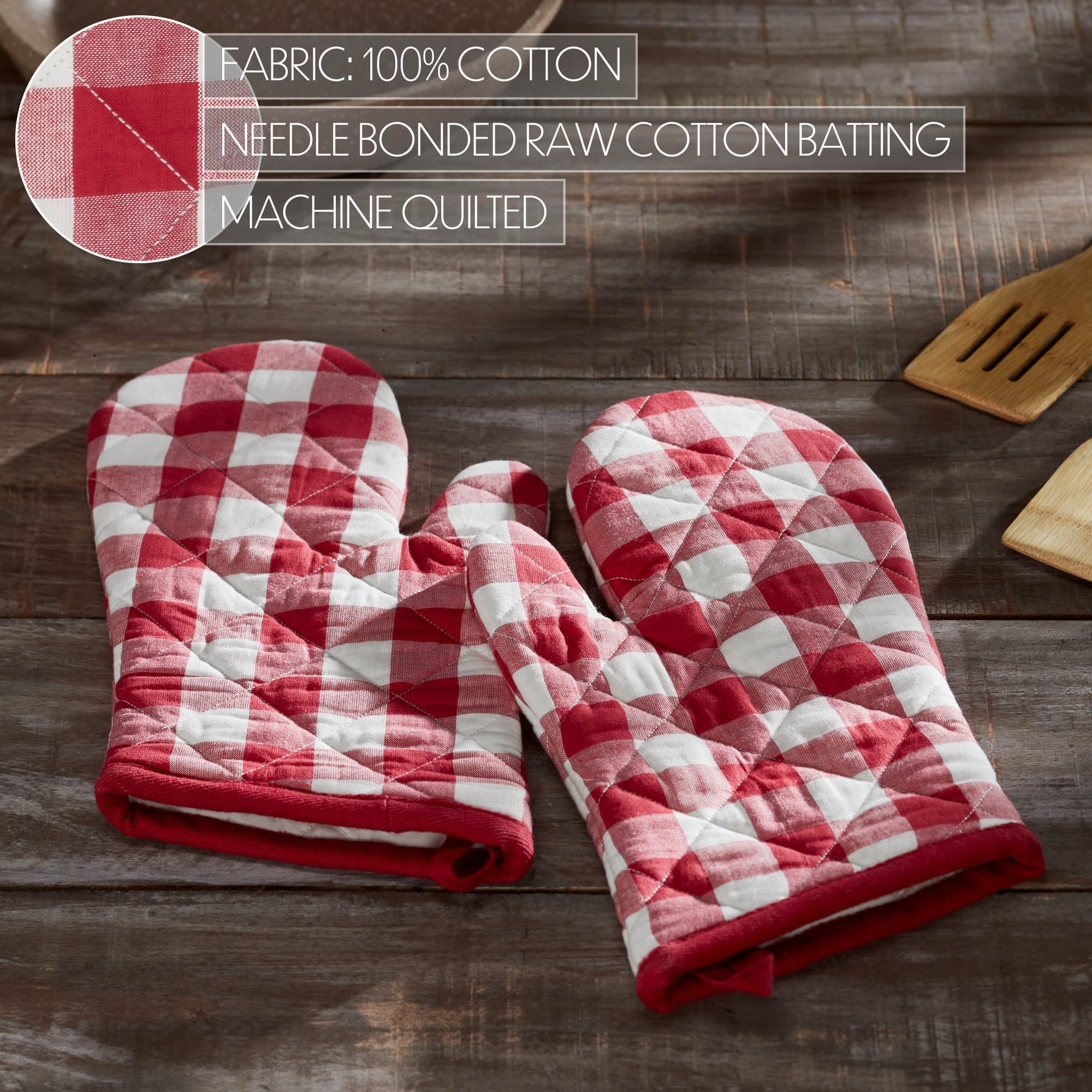 Annie Buffalo Check Red Oven Mitt Set of 2 SpadezStore