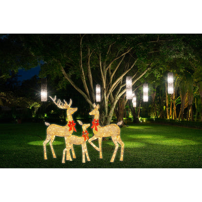 Perfect Holiday 3-Piece Large Lighted Christmas Deer SpadezStore