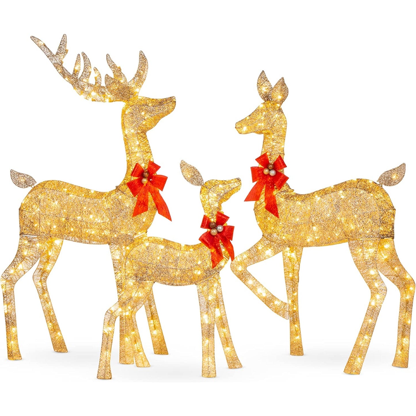 Perfect Holiday 3-Piece Large Lighted Christmas Deer SpadezStore