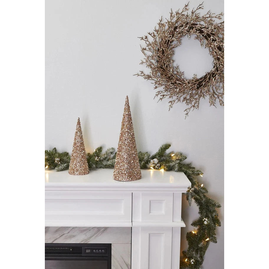 Perfect Holiday 6' Pre-lit Snow Dusted Nulato Pine Garland with Silver Ornaments & Glitter Berry Clusters SpadezStore