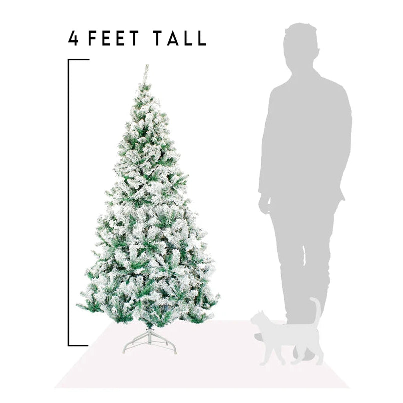 Perfect Holiday 4 ft PVC Christmas Tree Snow Flocked SpadezStore