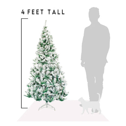 Perfect Holiday 4 ft PVC Christmas Tree Snow Flocked SpadezStore