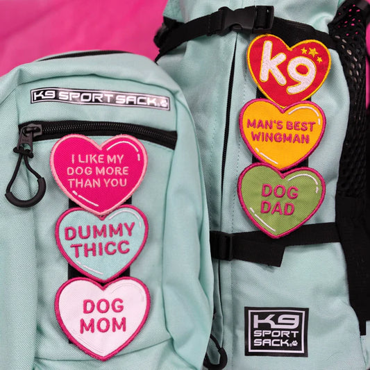 K9 Sport Sack Conversation Heart Hook & Loop Patch Pack of 6 SpadezStore