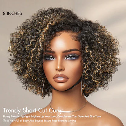 Short Cut Curly Minimalist HD Lace Glueless Side Part Wig