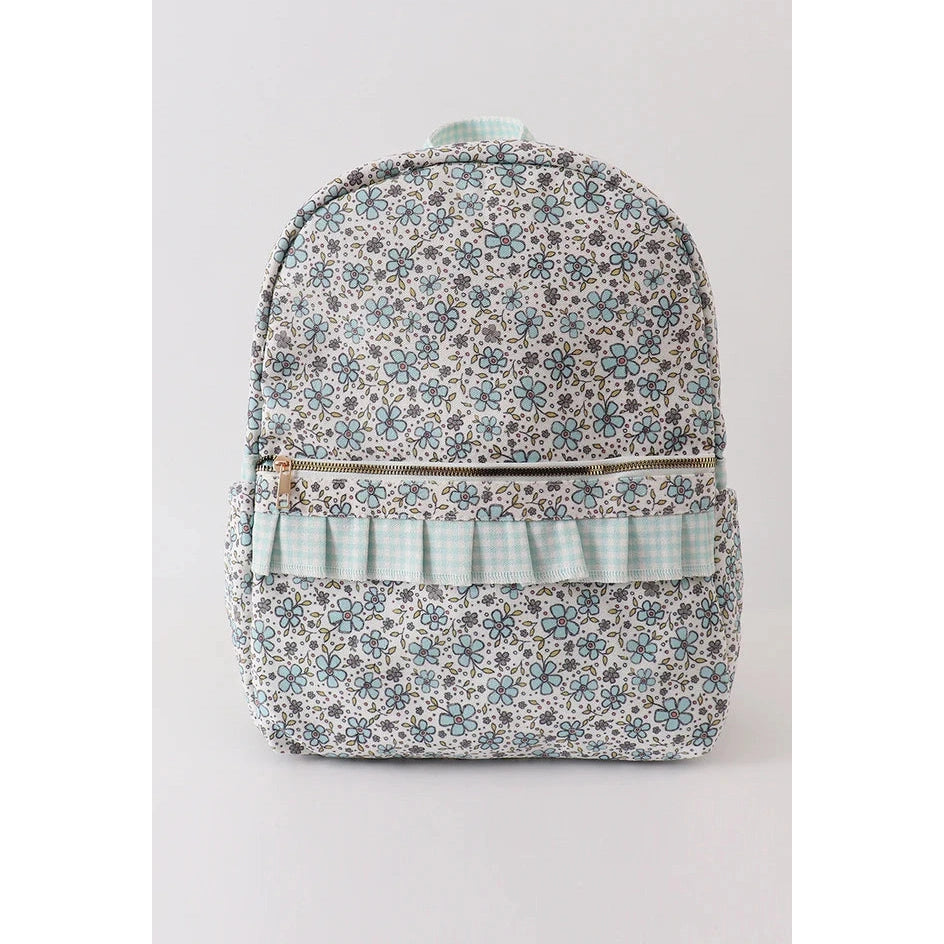 Abby & Evie Green Floral Ruffle Backpack SpadezStore