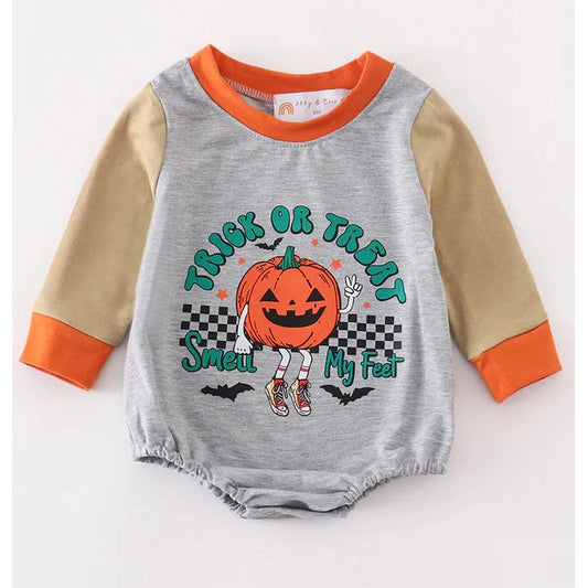 Abby & Evie Halloween Pumpkin Boy Romper SpadezStore