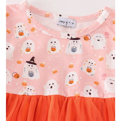 Abby & Evie Orange Halloween Ghost Tutu Dress SpadezStore