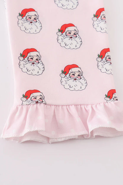 Abby & Evie Pink Christmas Santa Claus Print Girl Pajamas Set MC405365