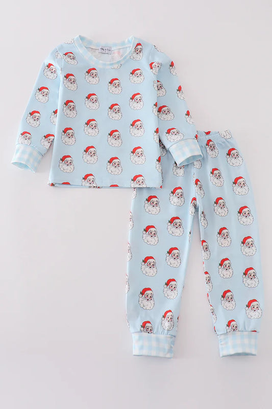 Abby & Evie Blue Christmas Santa Claus Pajamas MC405366