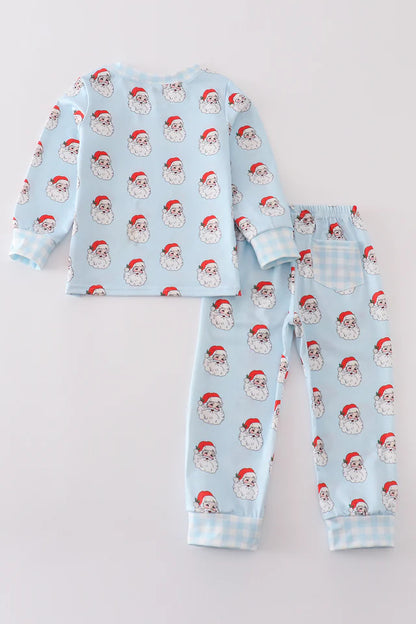 Abby & Evie Blue Christmas Santa Claus Pajamas MC405366