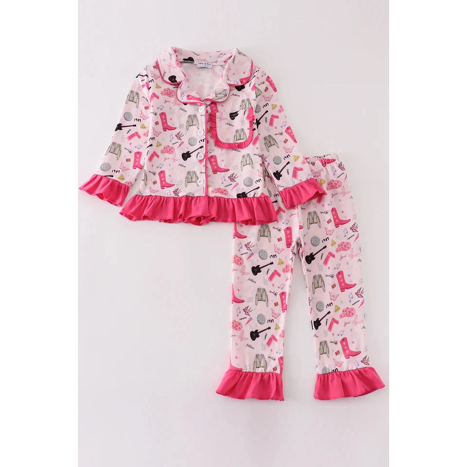 Abby & Evie Magenta Music Fan Mom & Me Pajamas Set SpadezStore