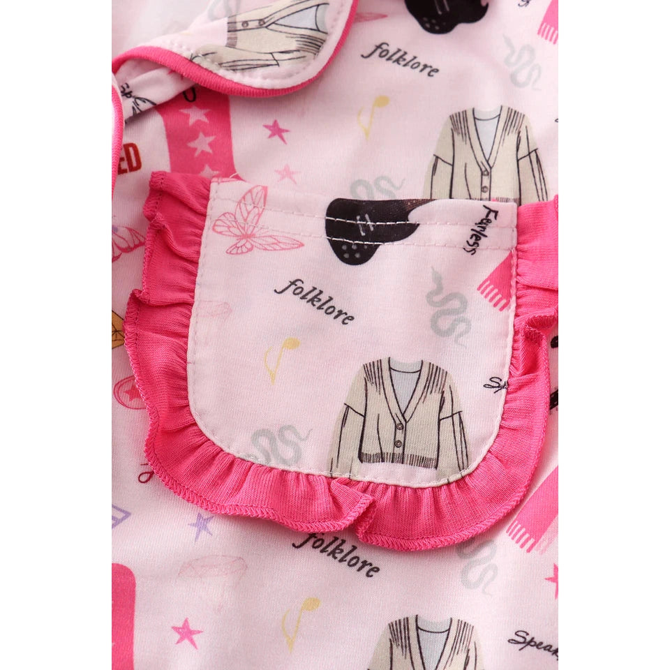 Abby & Evie Magenta Music Fan Mom & Me Pajamas Set SpadezStore