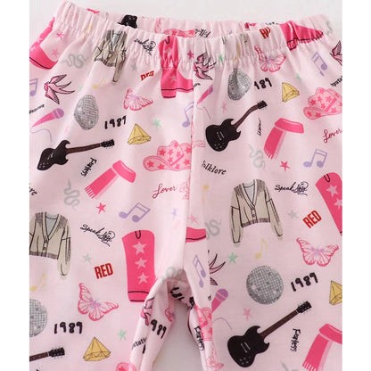 Abby & Evie Magenta Music Fan Mom & Me Pajamas Set SpadezStore