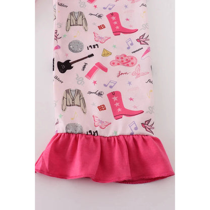 Abby & Evie Magenta Music Fan Mom & Me Pajamas Set SpadezStore