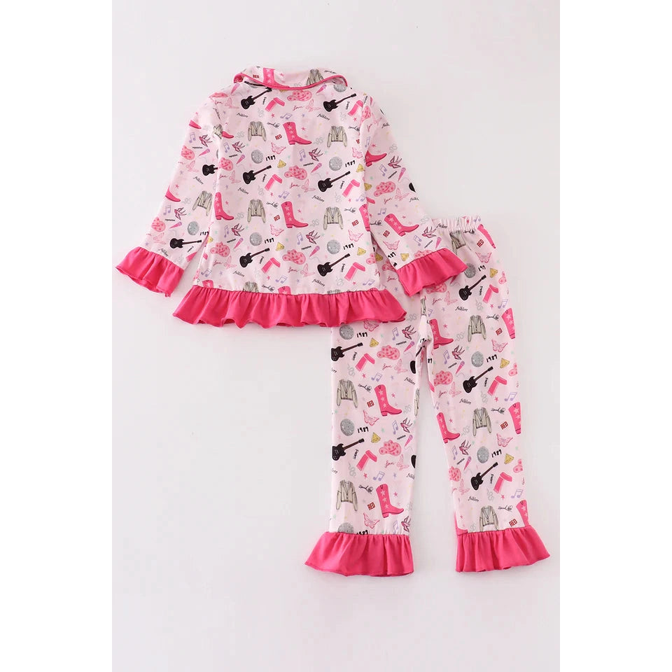 Abby & Evie Magenta Music Fan Mom & Me Pajamas Set SpadezStore