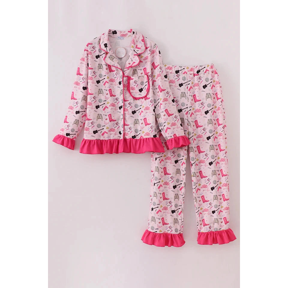 Abby & Evie Magenta Music Fan Mom & Me Pajamas Set SpadezStore