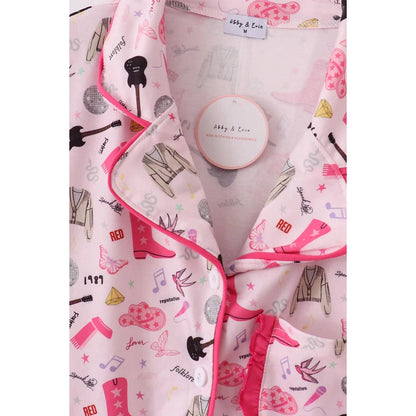 Abby & Evie Magenta Music Fan Mom & Me Pajamas Set SpadezStore