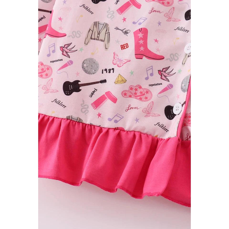 Abby & Evie Magenta Music Fan Mom & Me Pajamas Set SpadezStore