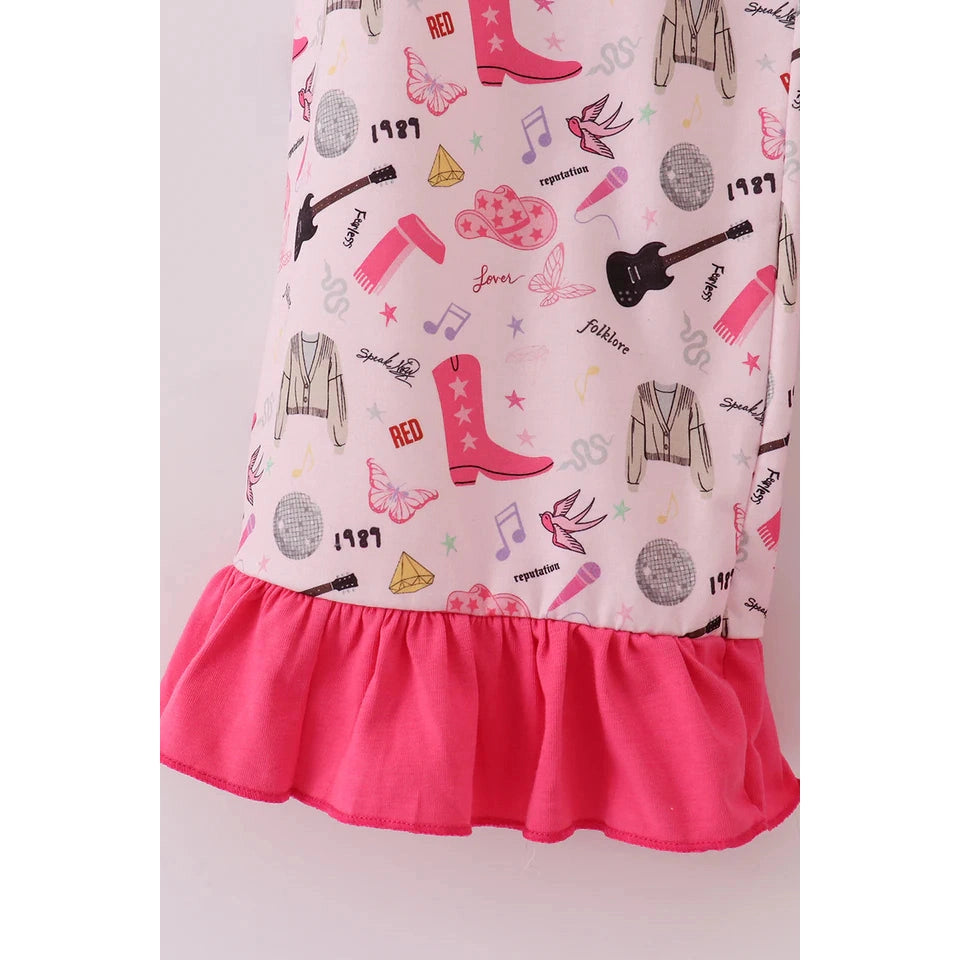 Abby & Evie Magenta Music Fan Mom & Me Pajamas Set SpadezStore