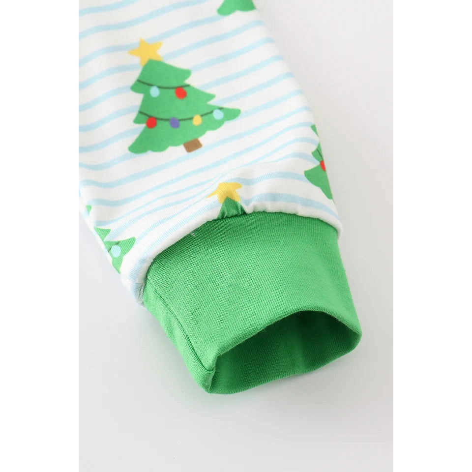 Abby & Evie Green Christmas Tree Print Ruffle Boy Pajamas Set MC405574 SpadezStore