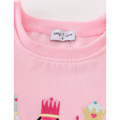 Abby & Evie Pink Nutcracker Embroidery Mom & Me Fleece Sweatshirt SpadezStore