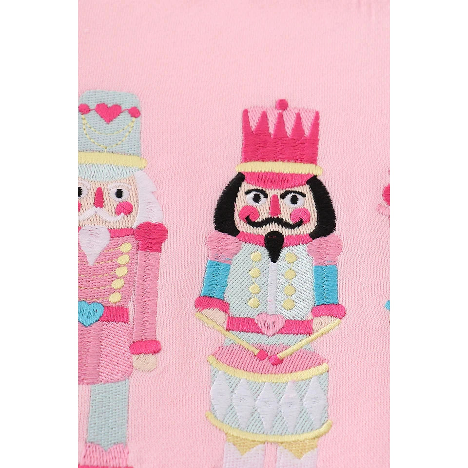 Abby & Evie Pink Nutcracker Embroidery Mom & Me Fleece Sweatshirt SpadezStore