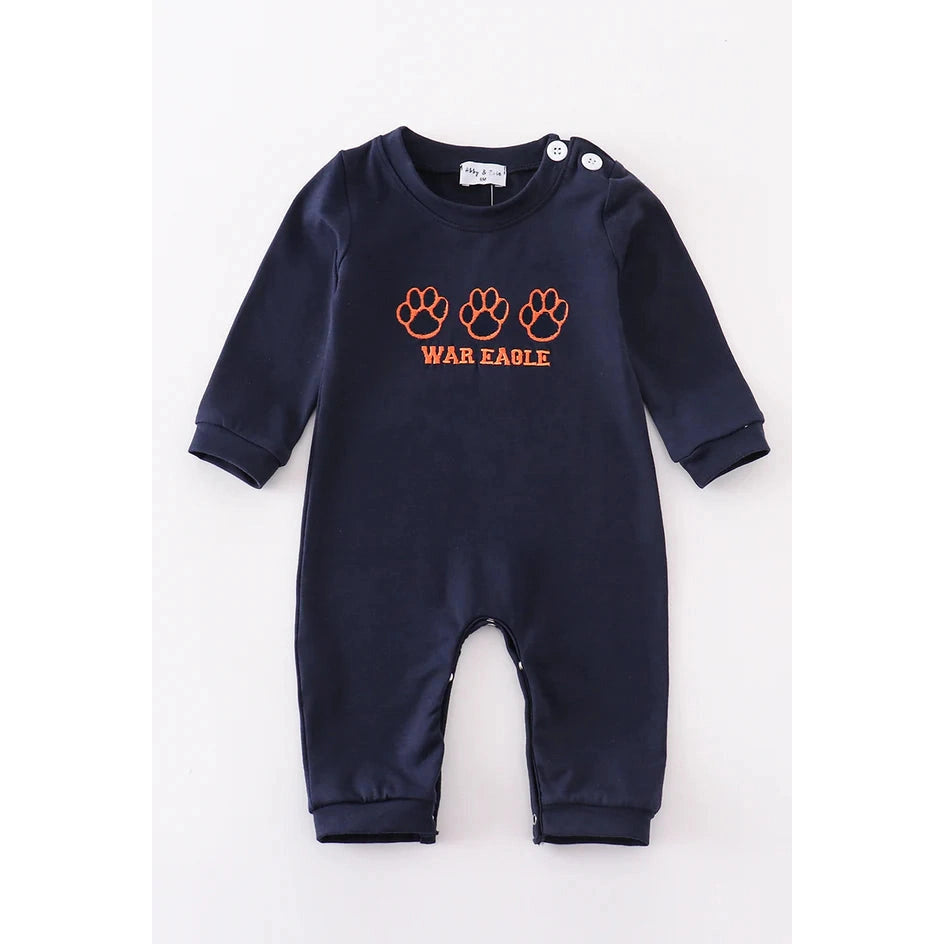 Abby & Evie Navy War Eagle Embroidery Boy Romper MC406011 SpadezStore