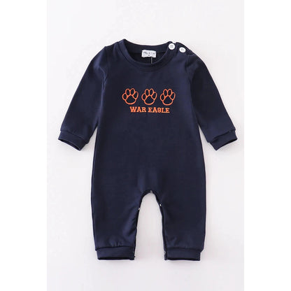 Abby & Evie Navy War Eagle Embroidery Boy Romper MC406011 SpadezStore