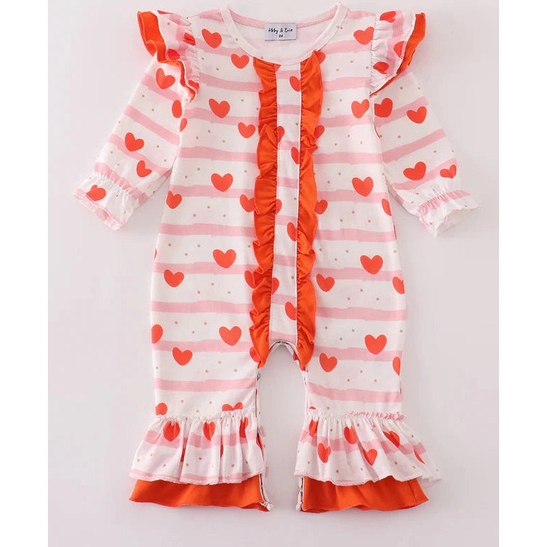 Abby & Evie Valentine Heart Print Girl Romper SpadezStore