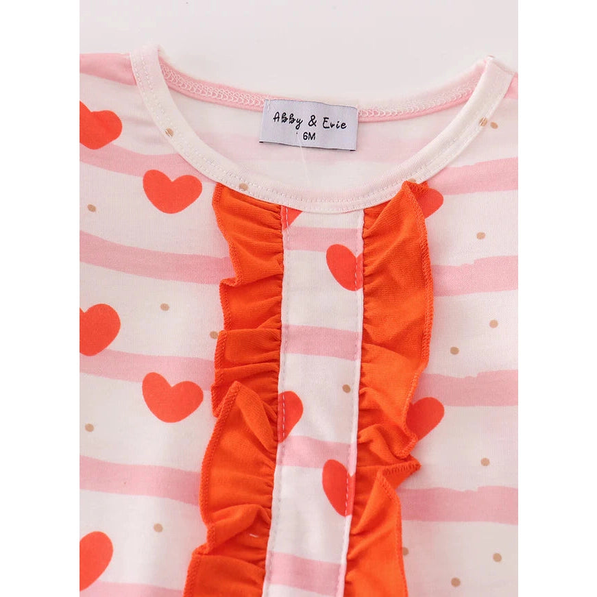 Abby & Evie Valentine Heart Print Girl Romper SpadezStore