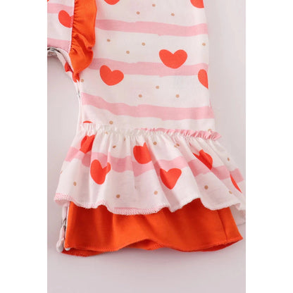 Abby & Evie Valentine Heart Print Girl Romper SpadezStore