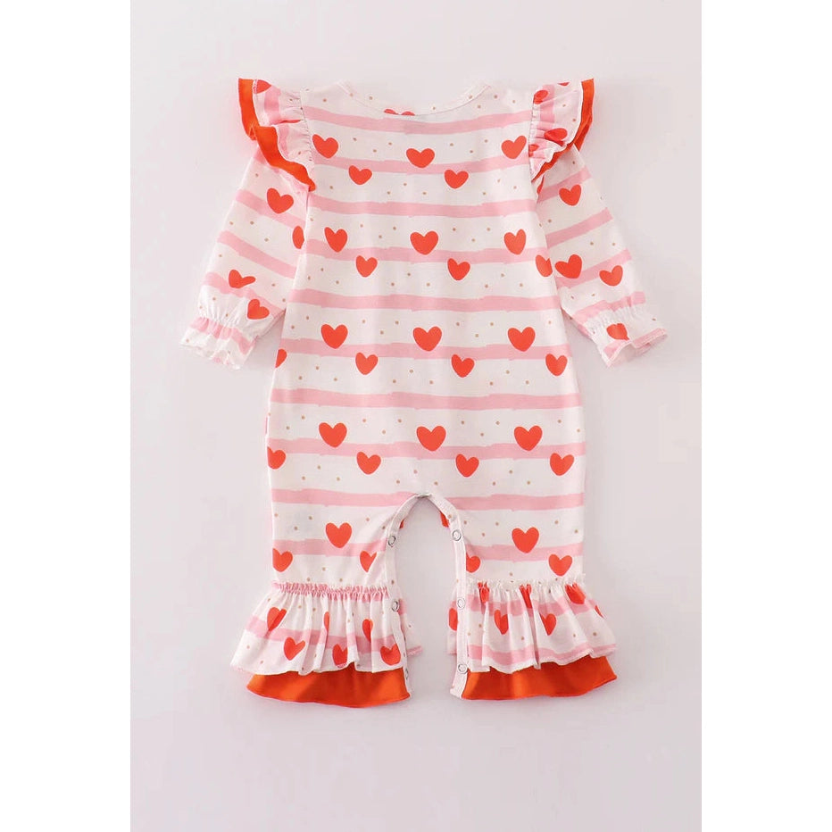 Abby & Evie Valentine Heart Print Girl Romper SpadezStore