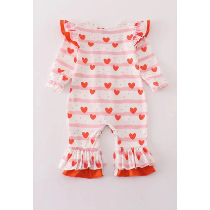 Abby & Evie Valentine Heart Print Girl Romper SpadezStore