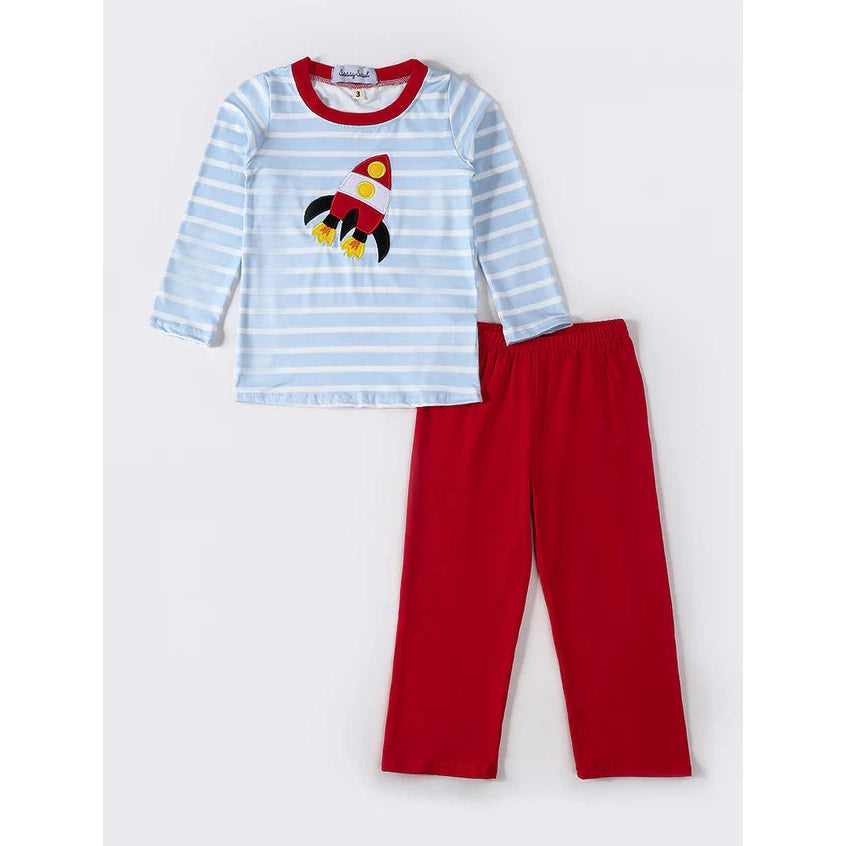 Sassy Soul Red Rocket Applique Boy Set MY407041 SpadezStore