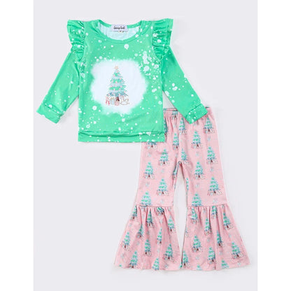 Sassy Soul Pink Christmas Tree Girl Bell Pants Set MY407123 SpadezStore