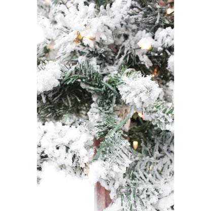 Perfect Holiday 6' Prelit Snow Flocked Natural Alpine Tree SpadezStore