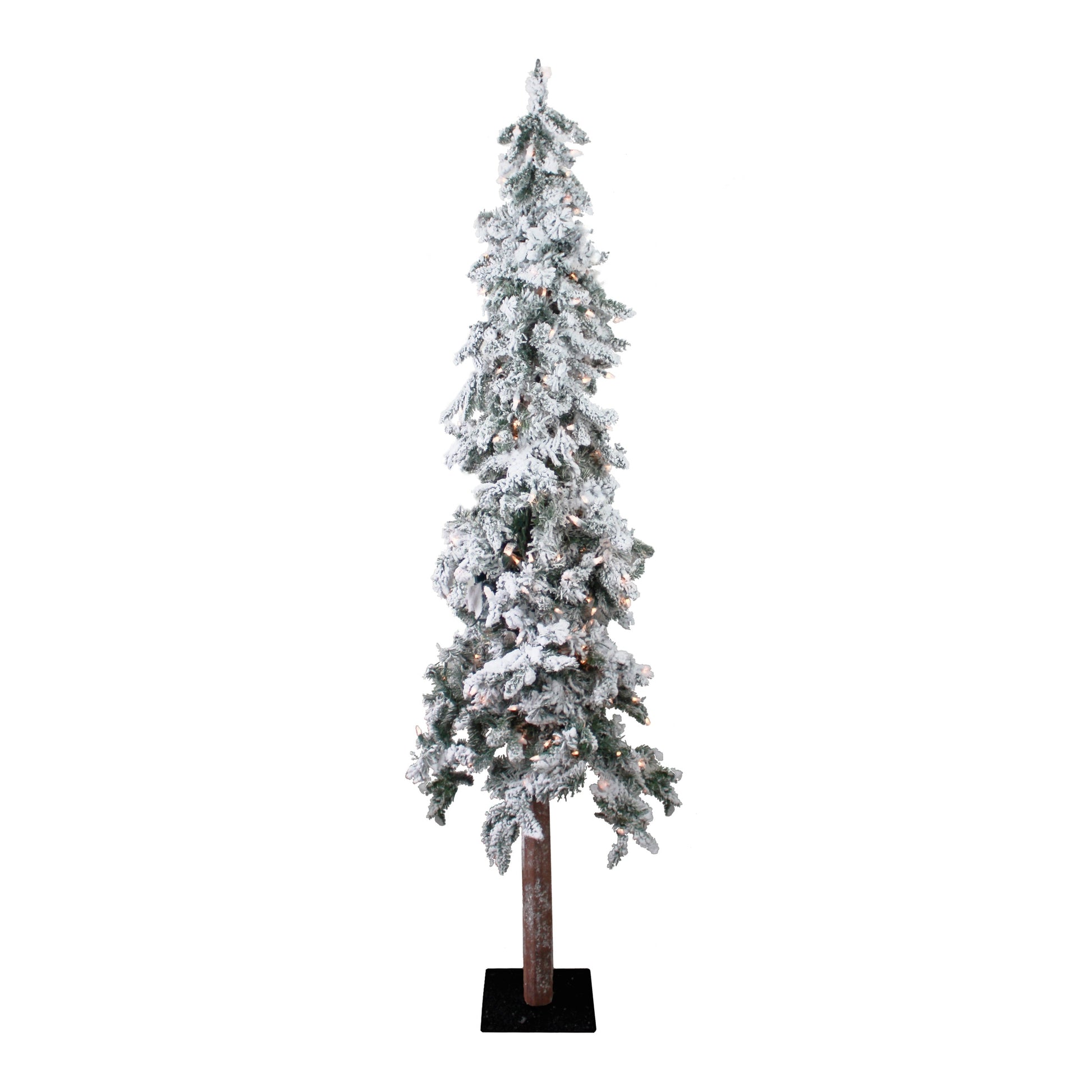 Perfect Holiday 6' Prelit Snow Flocked Natural Alpine Tree SpadezStore