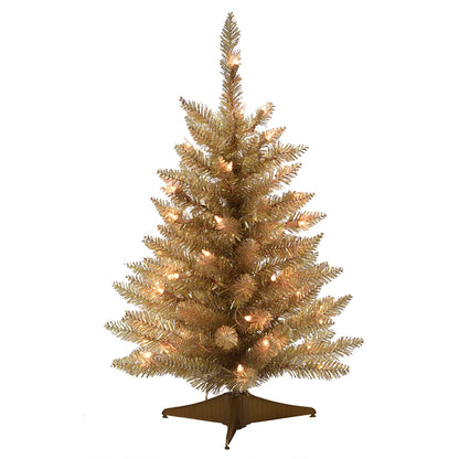 Perfect Holiday 2' Prelit Tabletop Christmas Tree - Champagne SpadezStore