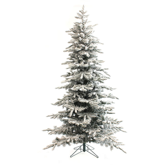 Perfect Holiday 6.5' Slim Snow Flocked Utica Christmas Tree with Metal Stand SpadezStore