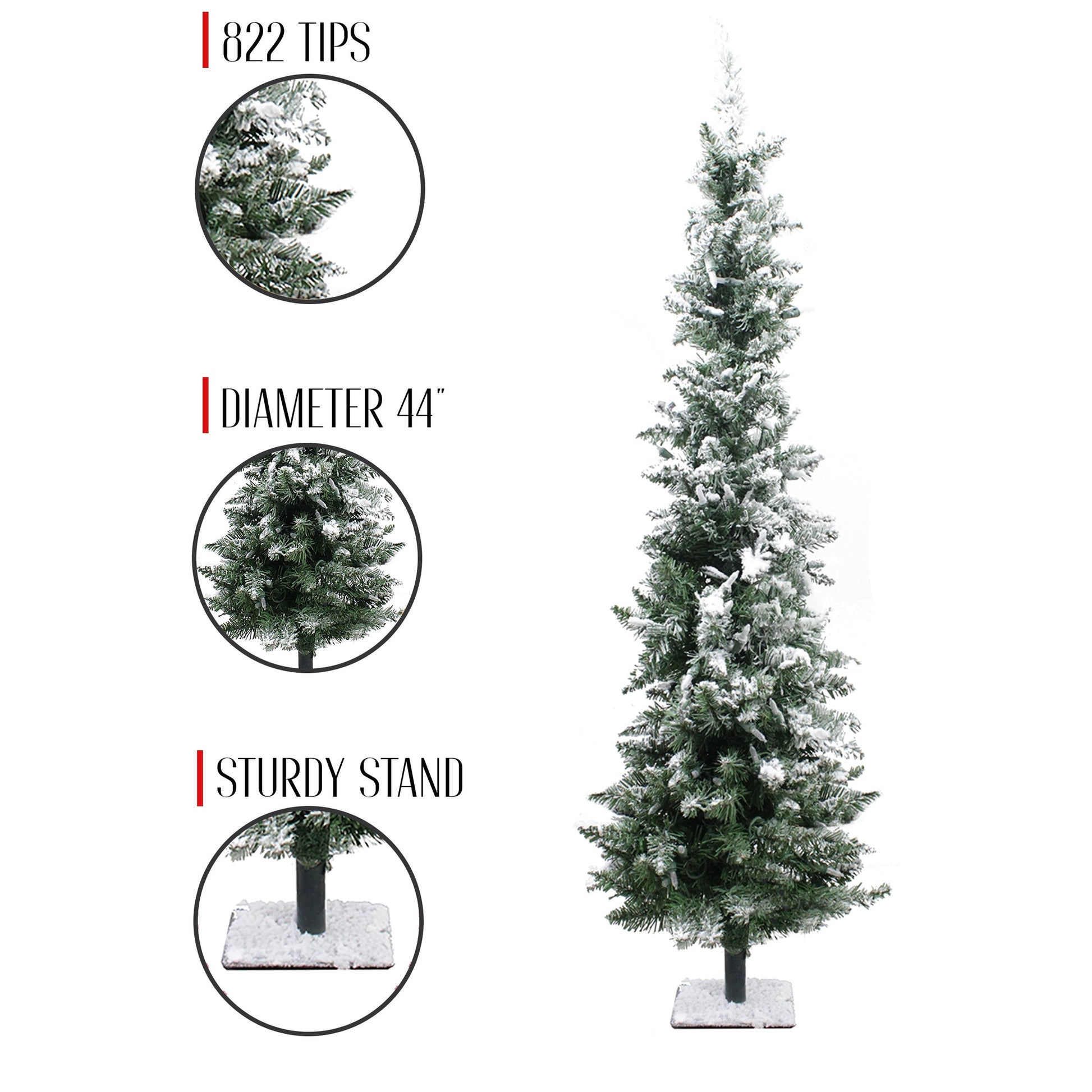 Perfect Holiday 3.5' Snow Flocked Pencil Tree SpadezStore