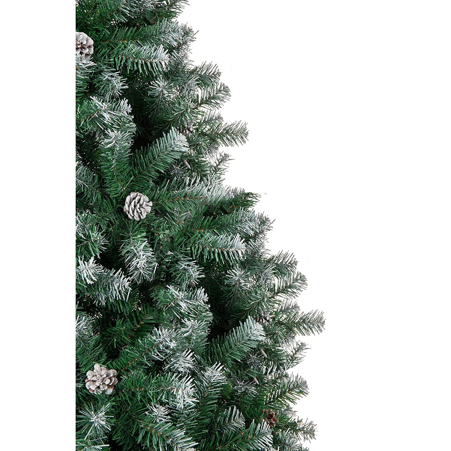 Perfect Holiday Frosted Oregon Fir with Snow Dusted Pine Cones with Metal Stand SpadezStore