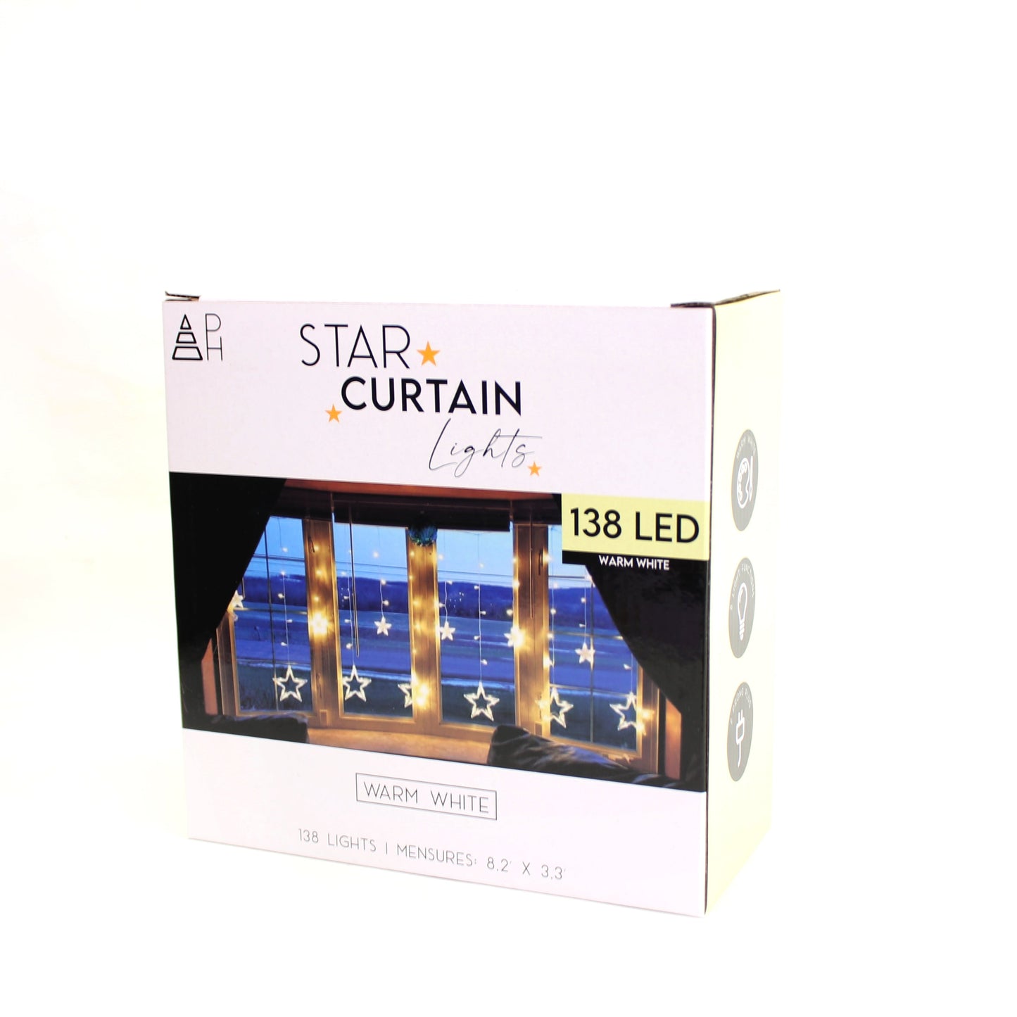 Perfect Holiday 138 LED Star Curtain Light - Warm White SpadezStore