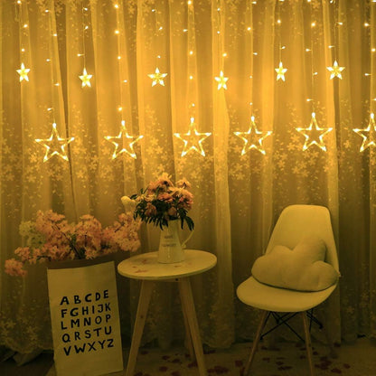 Perfect Holiday 138 LED Star Curtain Light - Warm White SpadezStore