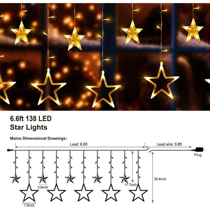 Perfect Holiday 138 LED Star Curtain Light - Warm White SpadezStore