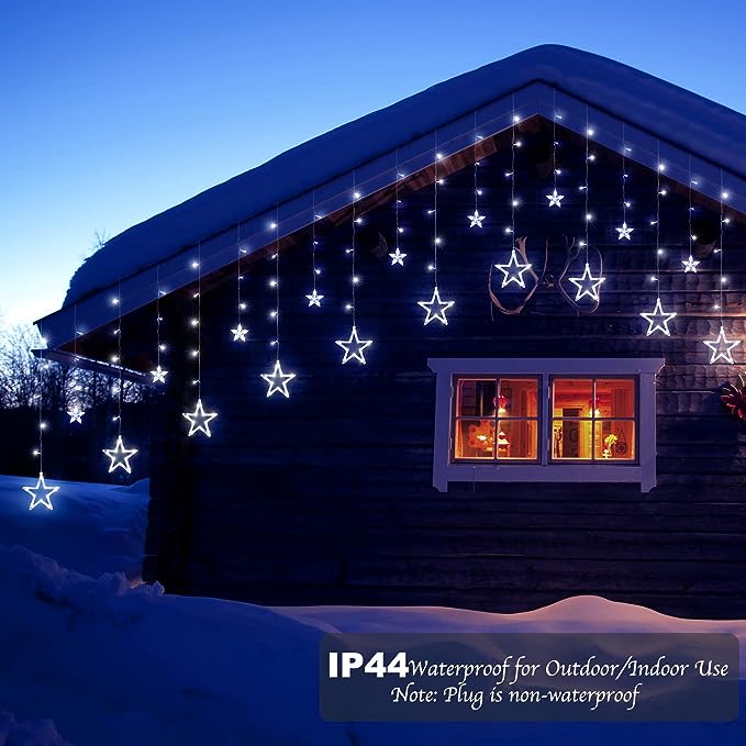 Perfect Holiday 138 LED Star Curtain Light - White SpadezStore