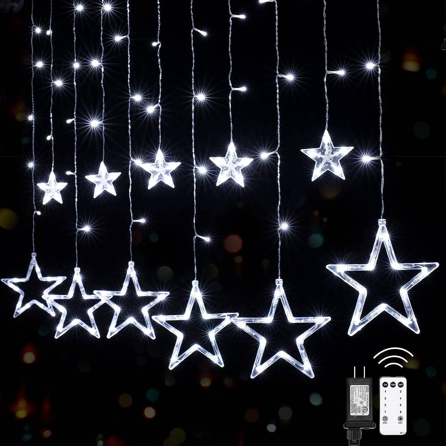 Perfect Holiday 138 LED Star Curtain Light - White SpadezStore