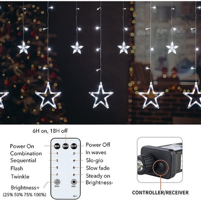 Perfect Holiday 138 LED Star Curtain Light - White SpadezStore