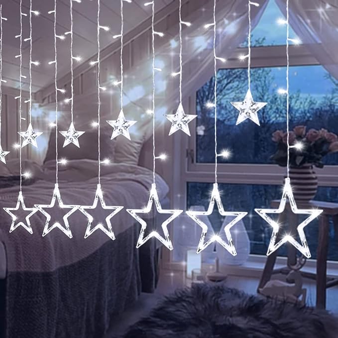 Perfect Holiday 138 LED Star Curtain Light - White SpadezStore